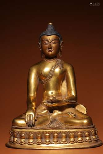 GILT BRONZE STATUE OF SHAKYAMUNI BODDHA