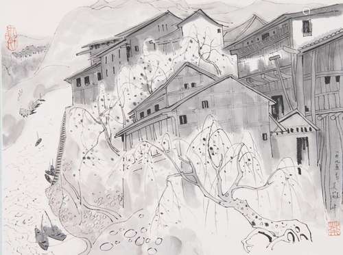 WU GUANZHONG, TOWN VIEW