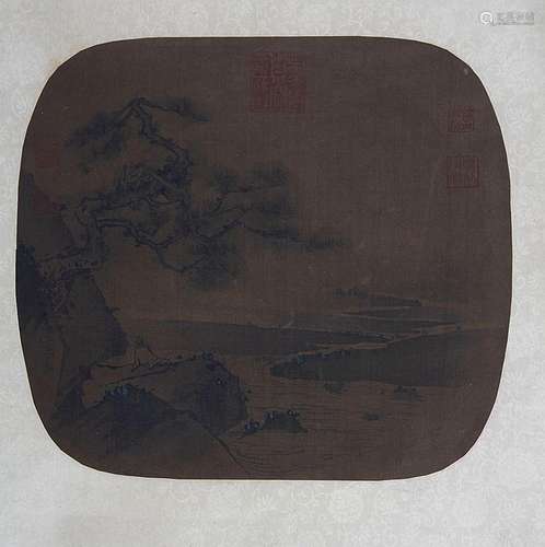 FAN KUAN, FAN LEAF PAINTING OF PINE TREE BY RIVER