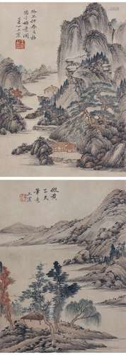 WANG CHEN, LANDSCAPE PAINTINGS, PAIR