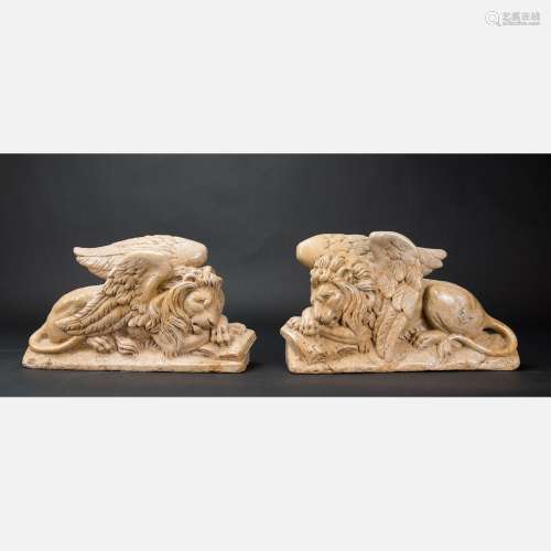 Pair of winged lions