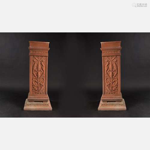 Pair of academic Terracotta columns