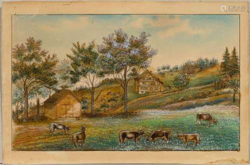 BABELI GIEZENDANNER(Bendel 1831-1905 Hemberg)Vaches devant u...