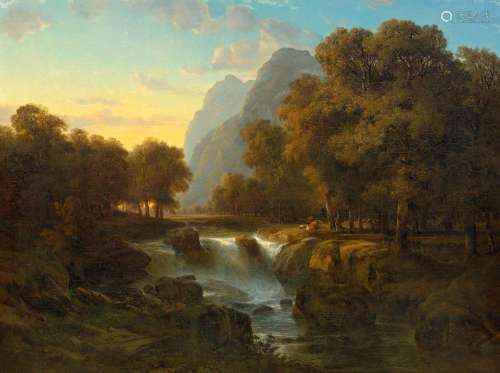 ALEXANDRE CALAME(Vevey 1810-1864 Menton)Paysage arboré avec ...