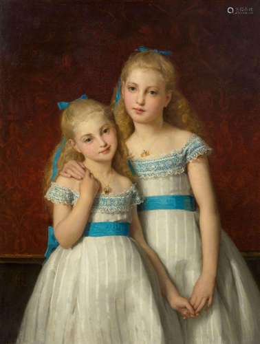 ALBERT ANKER(1831 Ins 1910)Portrait de Julie et Geneviève Ba...