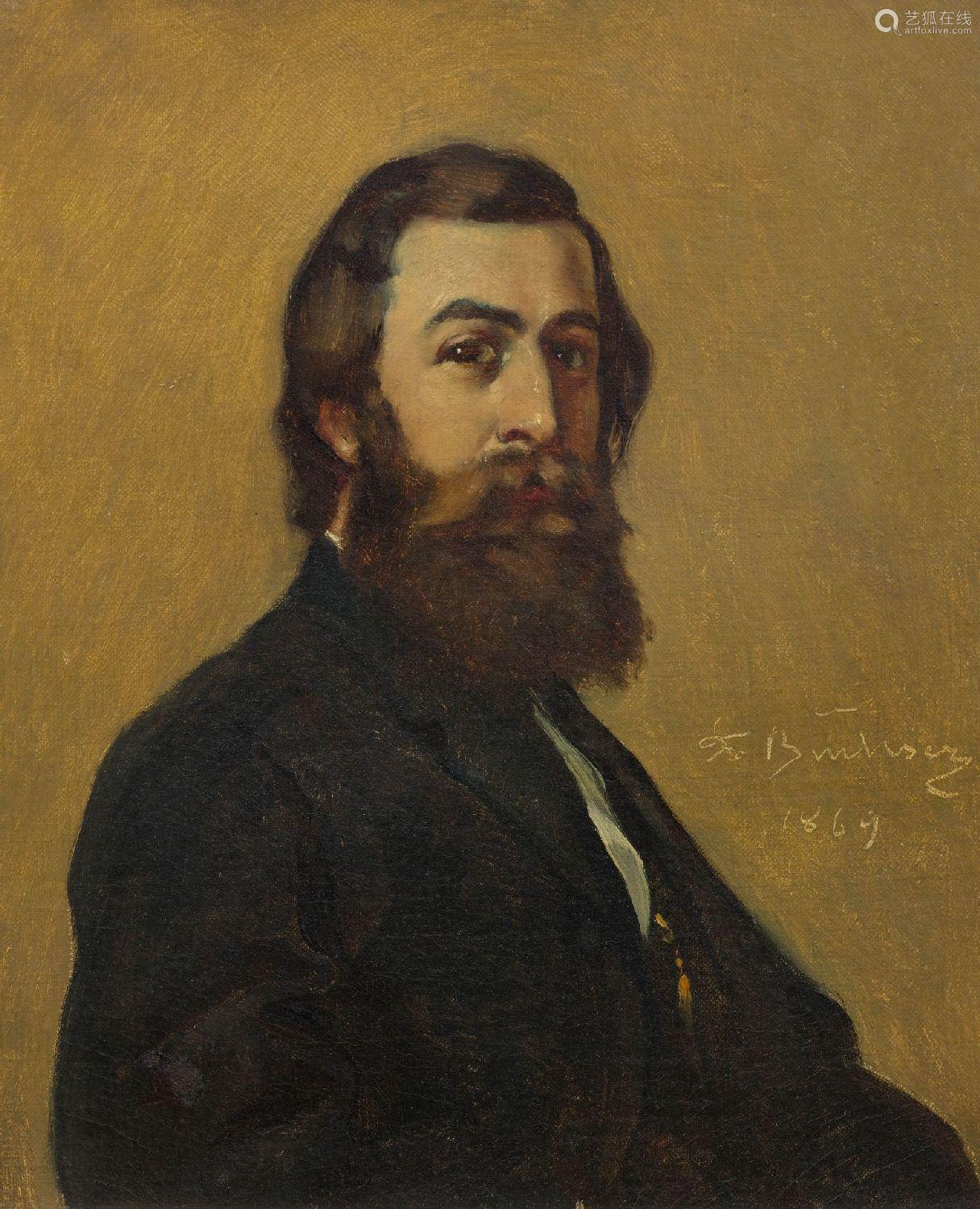 FRANK BUCHSER(1828 Feldbrunnen 1890)Portrait d'un homme barb...