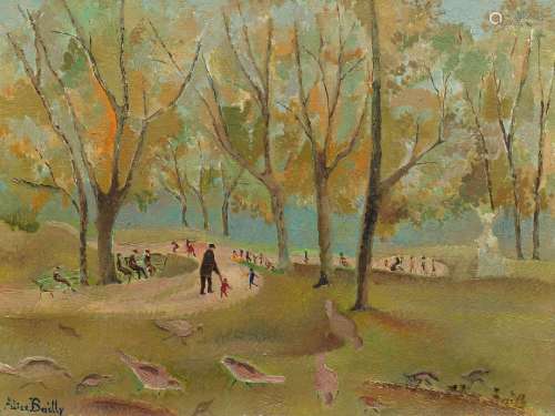 ALICE BAILLY(Genève 1872-1938 Lausanne)Scène dans un parc.Hu...