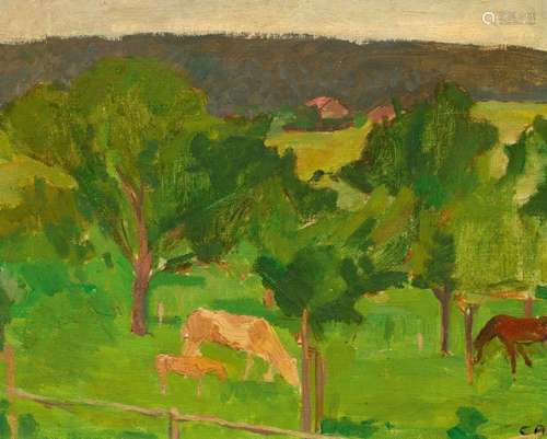 CUNO AMIET(Soleure 1868-1961 Oschwand)Paysage avec arbres fr...