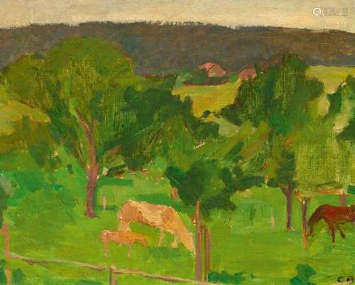 CUNO AMIET(Soleure 1868-1961 Oschwand)Paysage avec arbres fr...