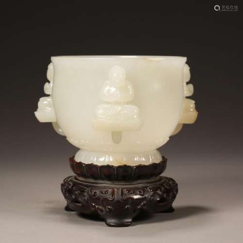 Qing Dynasty of China,Hetian Jade Three Buddhas Cup