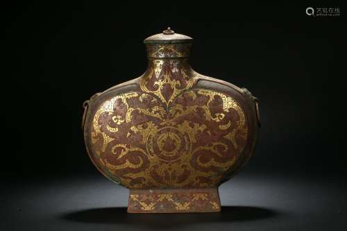 Ming Dynasty,Inlaid Gold and Silver Dragon Pattern Pot