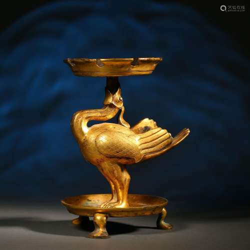 Ming Dynasty of China,Gilt Bird Animal Tray