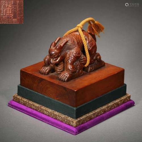 Qing Dynasty of China,Boxwood Beast Head Seal