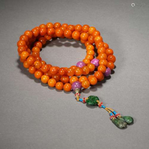 Qing Dynasty of China,Beeswax 108 Buddha Beads