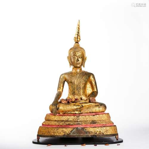 Rare Bouddha Maravijaya en bronze<br />
Fonte à la cire perd...