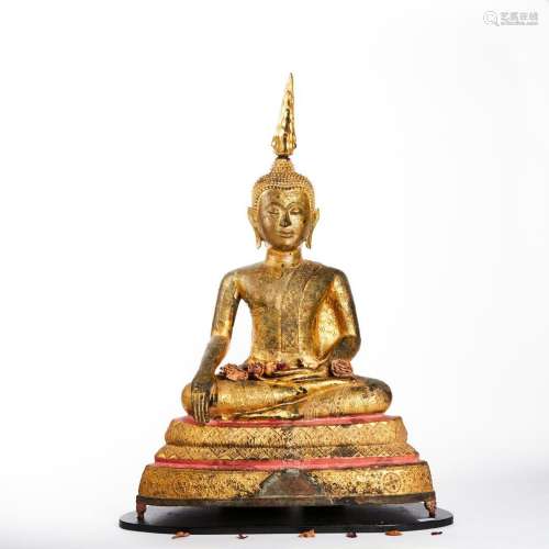 Rare Bouddha Maravijaya en bronze<br />
Fonte à la cire perd...