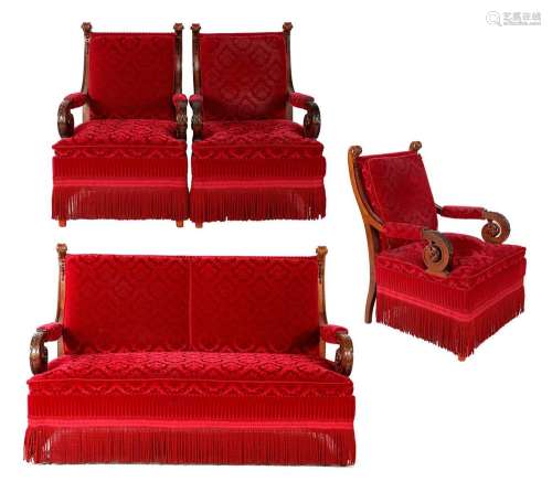 2-seater sofa with 2 armchairs
