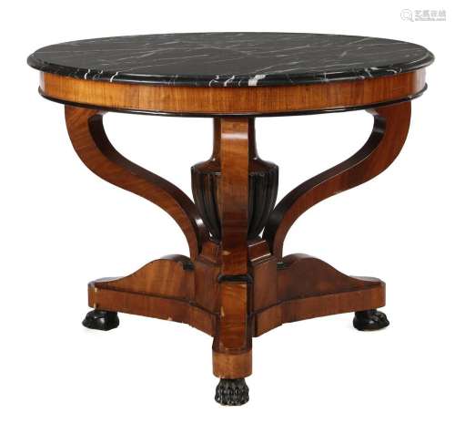 Round mahogany veneer table