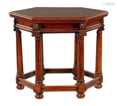Hexagonal oak table