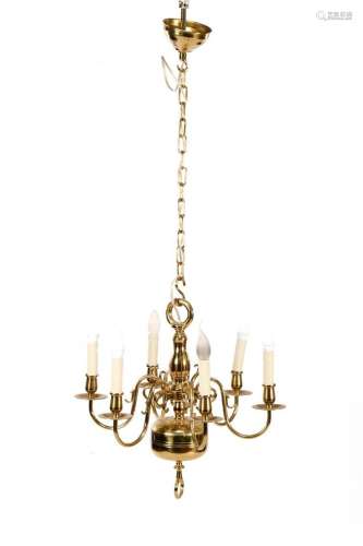 Brass 6-light globe chandelier
