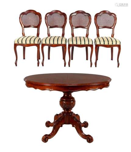 Column leg table 4 dining chairs