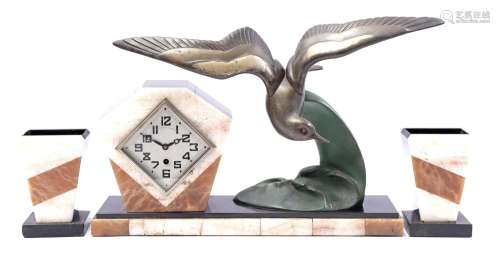 3-piece Art Deco clock