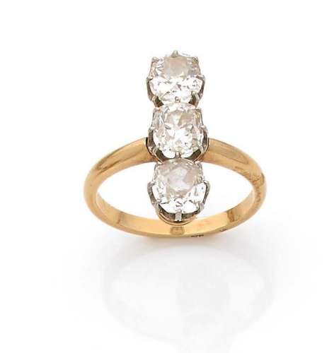 BAGUE « DIAMANTS »Diamants taille ancienne, or 18k (750)Époq...