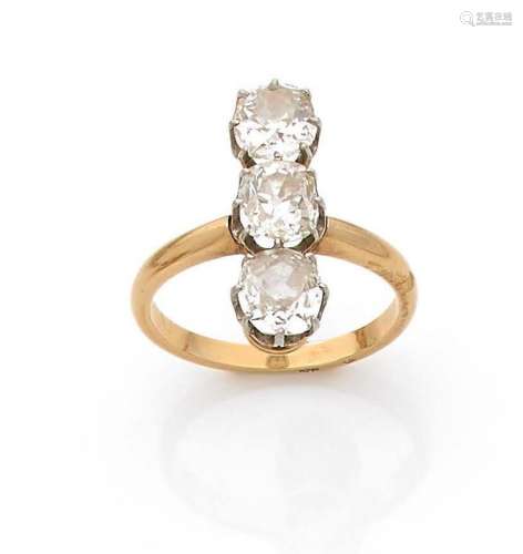 BAGUE « DIAMANTS »Diamants taille ancienne, or 18k (750)Époq...