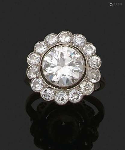 BAGUE « DIAMANTS »Diamants ronds demi taillePlatine (950)Poi...