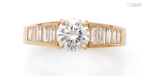 BAGUE « DIAMANTS »Diamant rond taille brillant et baguettesO...