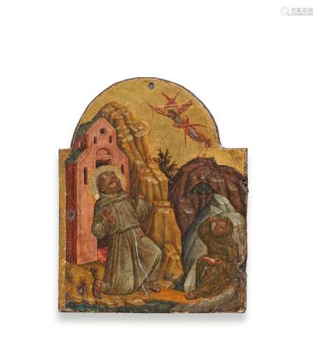 Venetian School, 15th Century Saint Francis receiving the St...