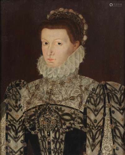 【*】English School, circa 1560 Portrait of a lady, half-lengt...