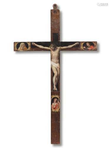 Bolognese School, circa 1600 Christ on the Cross with Saint ...