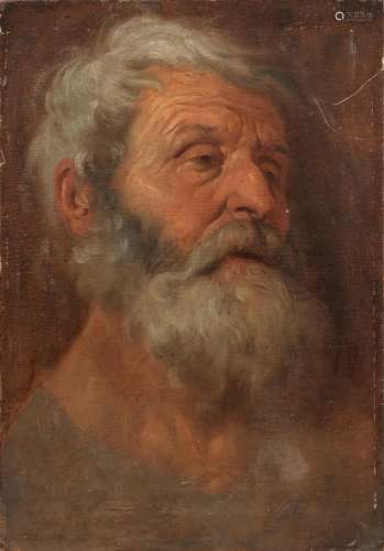 Bolognese School, 17th Century Study of a bearded man unfram...