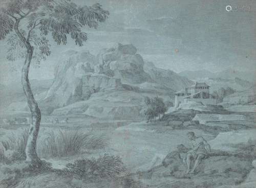 Roman School, 18th Century An open landscape with figures se...