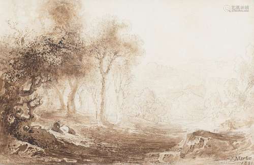 John Martin (Haydon Bridge 1789-1854 Isle of Man) A woodland...