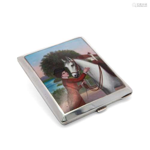 Cigarette case with lady and horse, 20th century European ma...