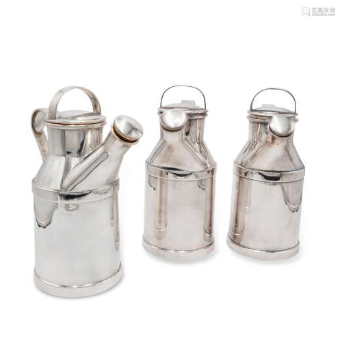 Group of three Reed & Barton milk jug cocktail shakers, ...