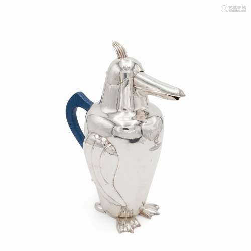Penguin-shaped jug with blue woven handle