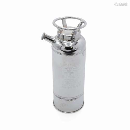 Art Deco cocktail shaker extinguisher-shaped with music box,...