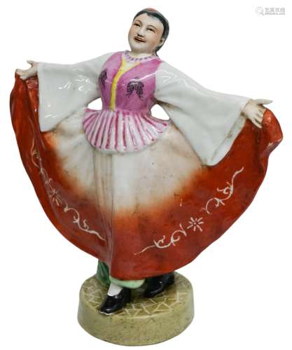 五十年代 粉彩維吾爾族少女瓷塑