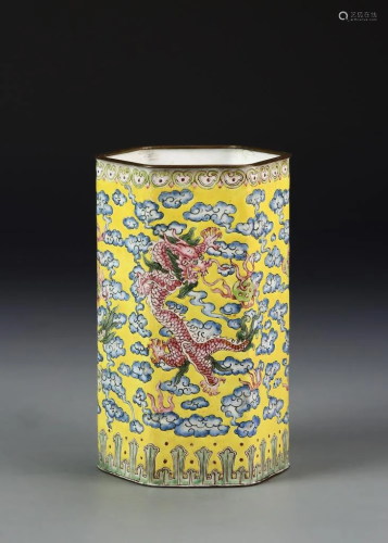 Chinese Enameled Brush Pot