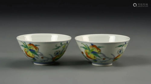 Pair of Chinese Doucai Bowls