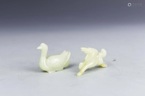 China Jade Duck And Jade Horse, Height 2 in., Length 2 1/2 i...