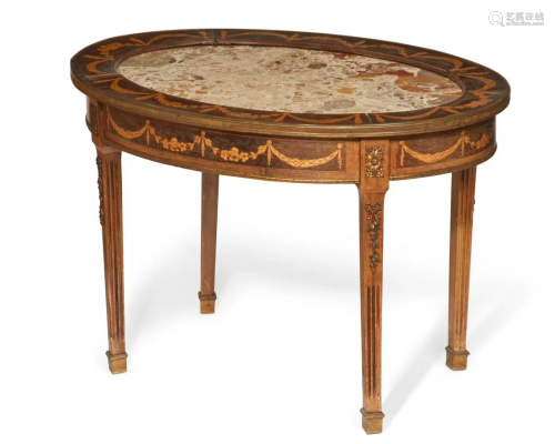 A Neoclassical style marquetry & marble table
