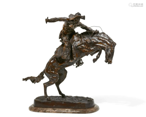 After Frederic Remington bronze: Bronco Buster
