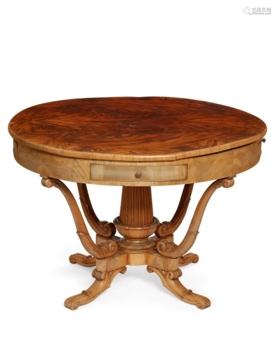 A Continental mahogany center table