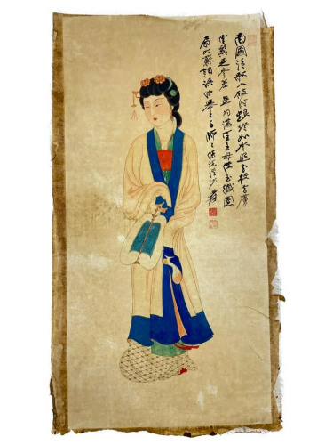 Old Chinese Scroll Of Majestic Women By Zhang Daqian