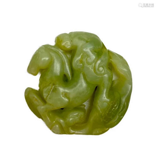 Collectable Jade Xiuyu Horse And Monkey Ancient Waist Pendan...
