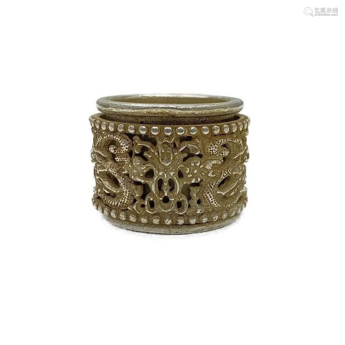Chinese Old Silver Handmade Dynasty Dragon Ring